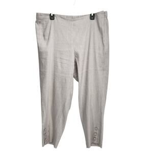 J. Jill Linen Stretch Light Gray Straight Leg Cropped Linen Blend Pants Women XL